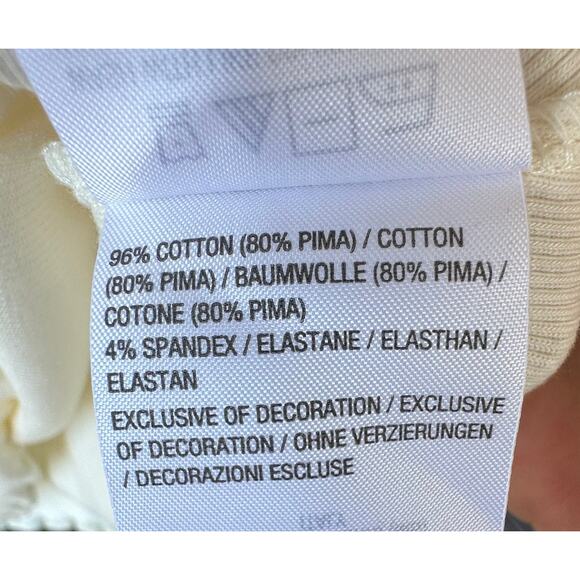 NWOT Isaac Mizrahi QVC Essentials Pima Cotton Rib Long Sleeve Top CREAM, Sz M - Picture 7 of 8